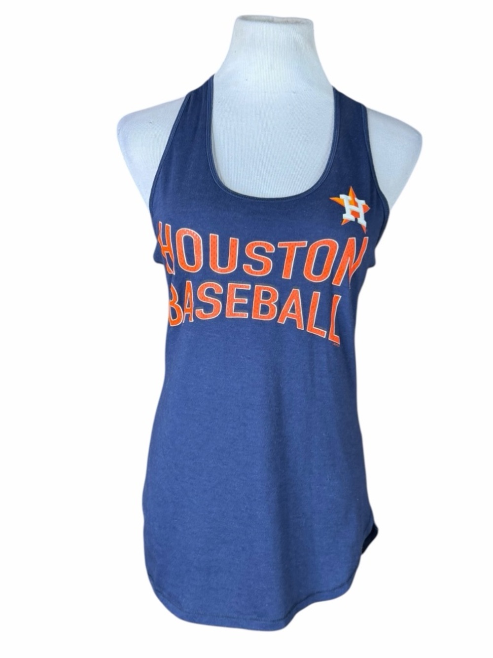 10/$25🦋 MLB Navy Blue & Orange HOUSTON BASEBALL Racerback Tank - Size Large